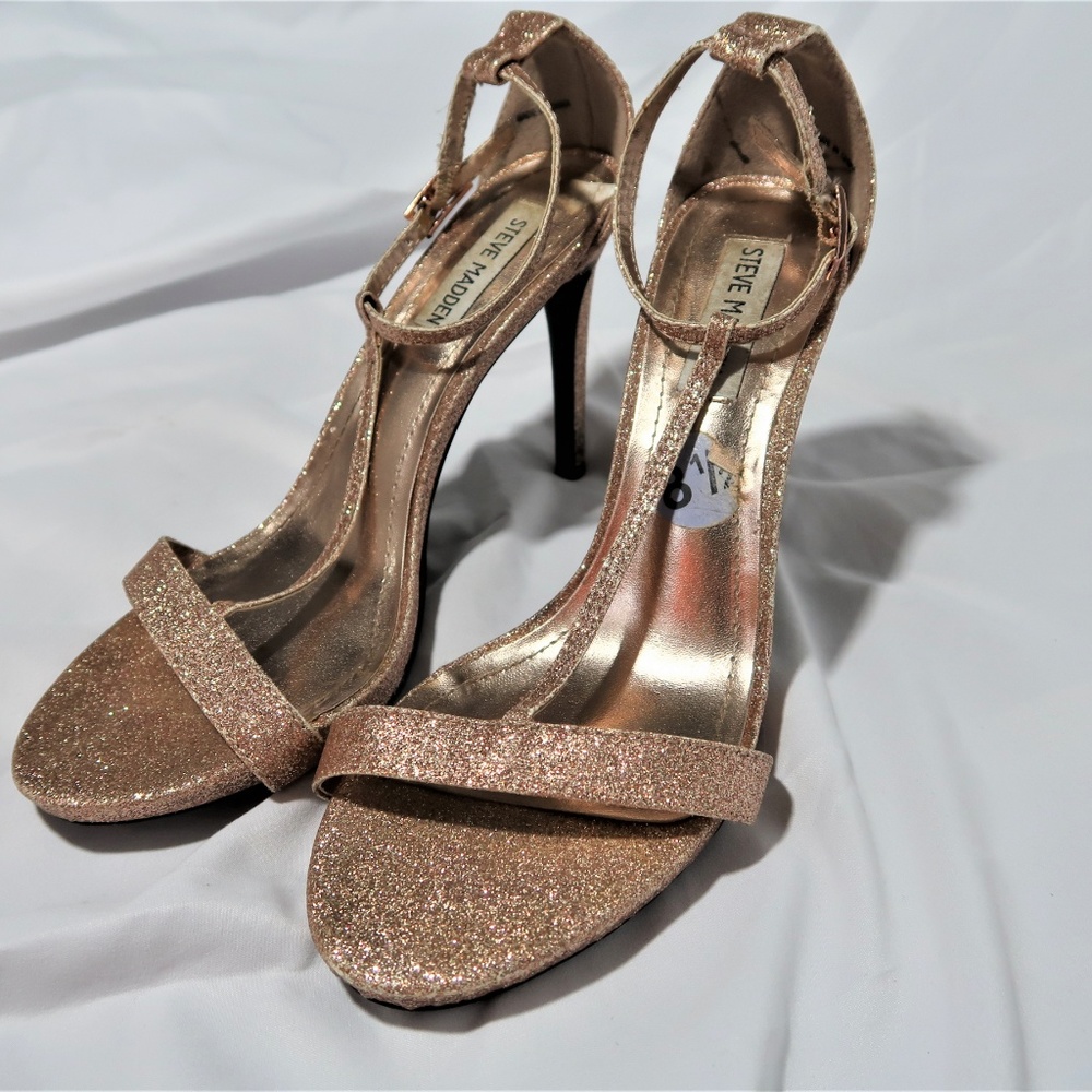 Steve Madden Rose Gold Glitter Heel Shoe
